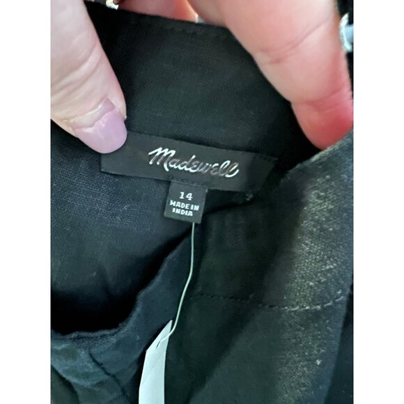 Madewell Womens $98 Goldie Mini Dress 100% Linen Black Size 14 NL087 - Picture 6 of 6